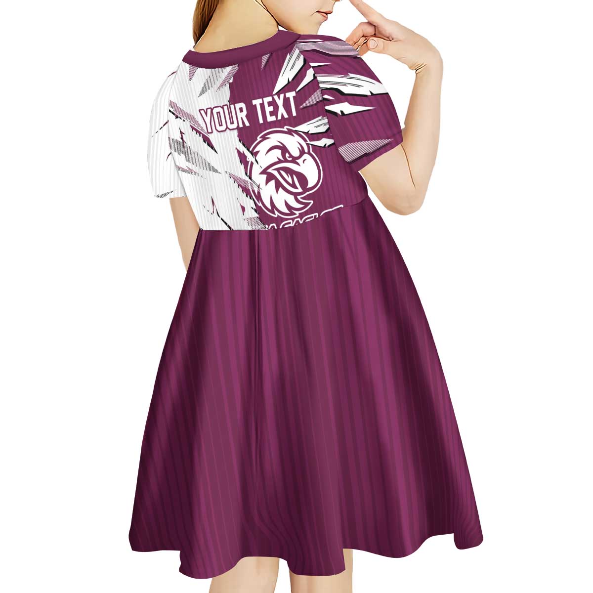 Personalized Manly Warringah Sea Eagles Kid Short Sleeve Dress Dynamic Lightning Mascot Rugby Australia