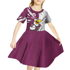 Personalized Manly Warringah Sea Eagles Kid Short Sleeve Dress Dynamic Lightning Mascot Rugby Australia