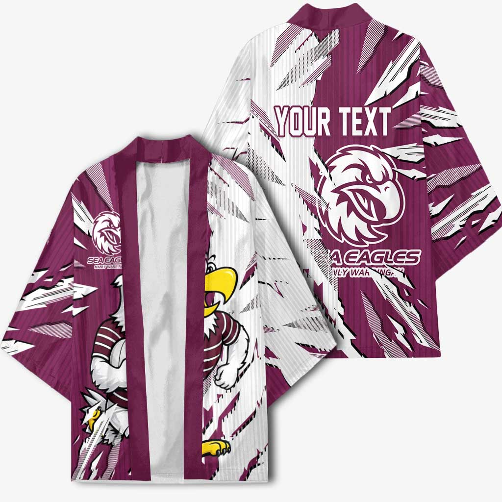 Personalized Manly Warringah Sea Eagles Kimono Dynamic Lightning Mascot Rugby Australia