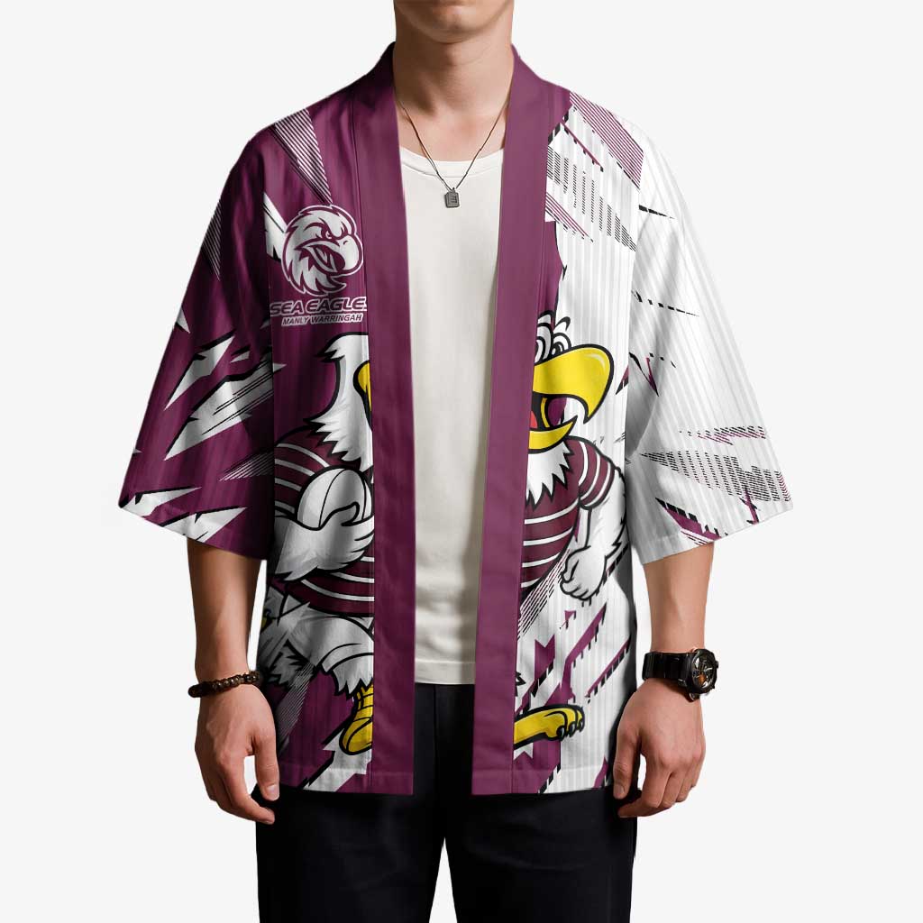 Personalized Manly Warringah Sea Eagles Kimono Dynamic Lightning Mascot Rugby Australia