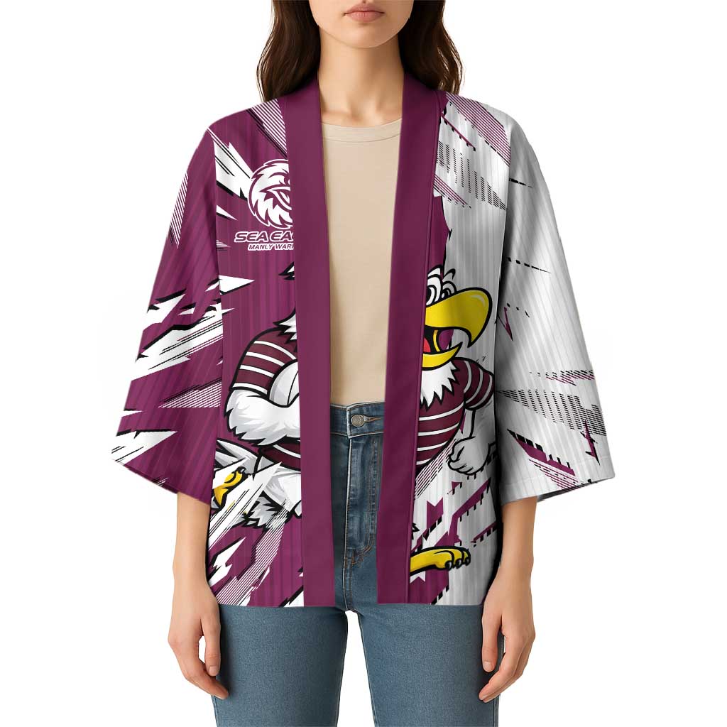 Personalized Manly Warringah Sea Eagles Kimono Dynamic Lightning Mascot Rugby Australia
