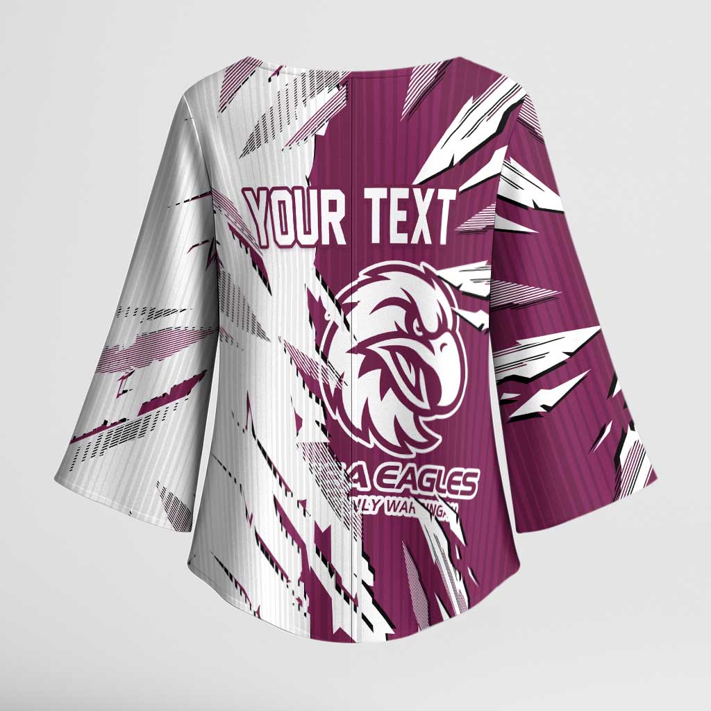 Personalized Manly Warringah Sea Eagles Kimono Sleeve Blouse Dynamic Lightning Mascot Rugby Australia