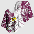 Personalized Manly Warringah Sea Eagles Kimono Sleeve Blouse Dynamic Lightning Mascot Rugby Australia