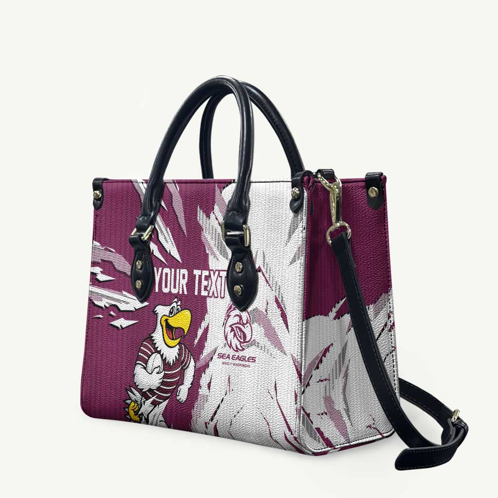 Personalized Manly Warringah Sea Eagles Leather Bag Dynamic Lightning Mascot Rugby Australia
