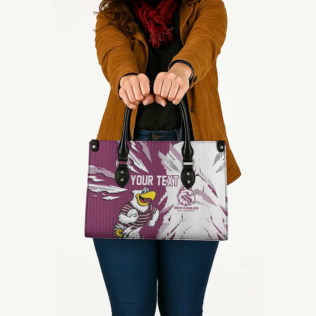 Personalized Manly Warringah Sea Eagles Leather Bag Dynamic Lightning Mascot Rugby Australia