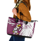 Personalized Manly Warringah Sea Eagles Leather Tote Bag Dynamic Lightning Mascot Rugby Australia