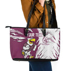 Personalized Manly Warringah Sea Eagles Leather Tote Bag Dynamic Lightning Mascot Rugby Australia