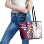 Personalized Manly Warringah Sea Eagles Leather Tote Bag Dynamic Lightning Mascot Rugby Australia