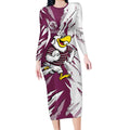 Personalized Manly Warringah Sea Eagles Long Sleeve Bodycon Dress Dynamic Lightning Mascot Rugby Australia