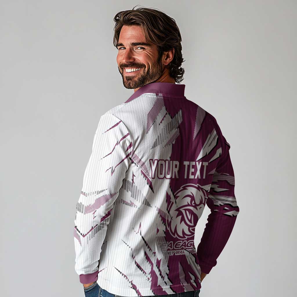 Personalized Manly Warringah Sea Eagles Long Sleeve Polo Shirt Dynamic Lightning Mascot Rugby Australia