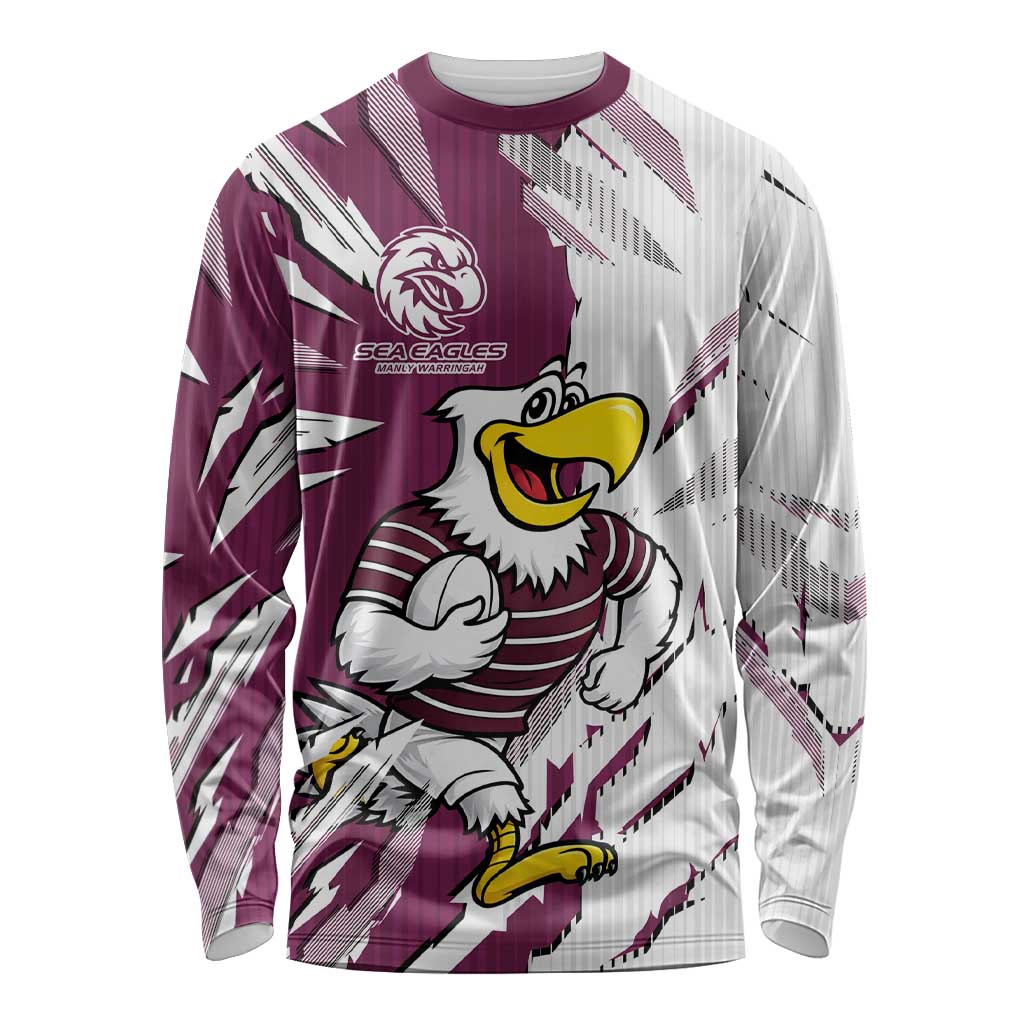 Personalized Manly Warringah Sea Eagles Long Sleeve Shirt Dynamic Lightning Mascot Rugby Australia