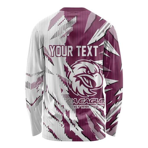 Personalized Manly Warringah Sea Eagles Long Sleeve Shirt Dynamic Lightning Mascot Rugby Australia