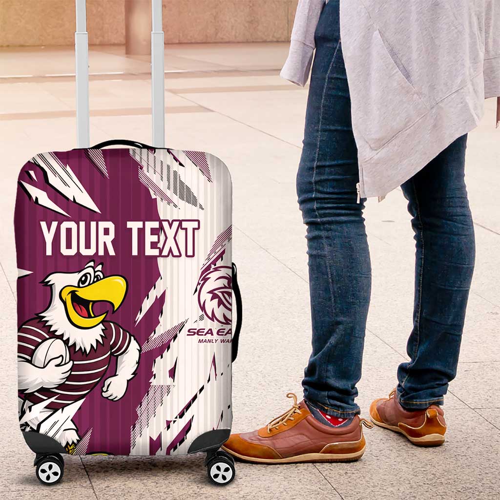 Personalized Manly Warringah Sea Eagles Luggage Cover Dynamic Lightning Mascot Rugby Australia