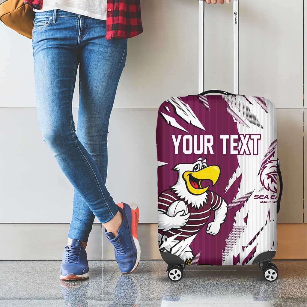 Personalized Manly Warringah Sea Eagles Luggage Cover Dynamic Lightning Mascot Rugby Australia