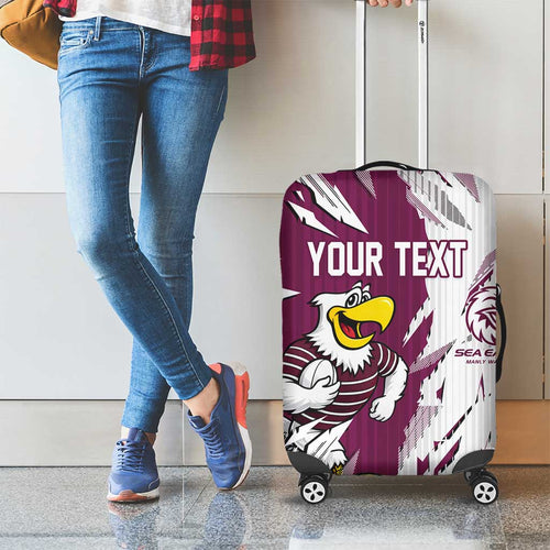 Personalized Manly Warringah Sea Eagles Luggage Cover Dynamic Lightning Mascot Rugby Australia