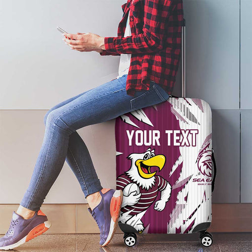 Personalized Manly Warringah Sea Eagles Luggage Cover Dynamic Lightning Mascot Rugby Australia