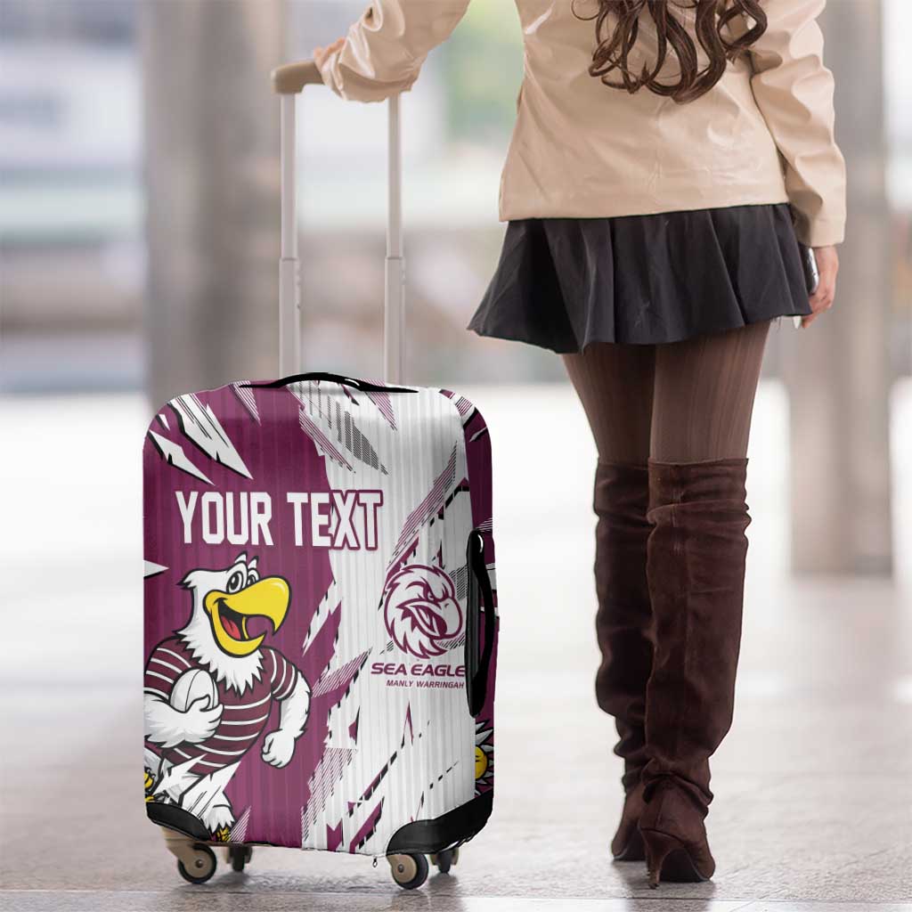 Personalized Manly Warringah Sea Eagles Luggage Cover Dynamic Lightning Mascot Rugby Australia
