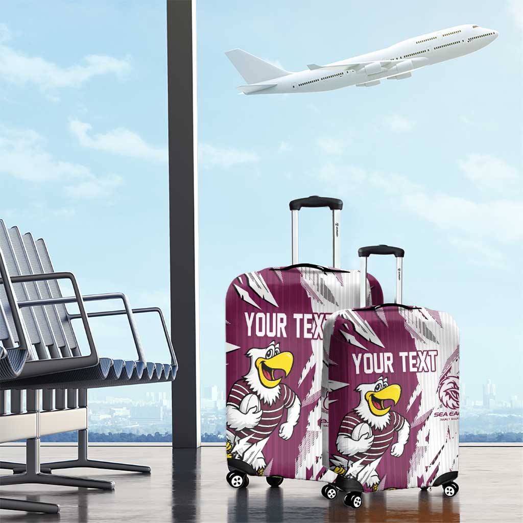Personalized Manly Warringah Sea Eagles Luggage Cover Dynamic Lightning Mascot Rugby Australia