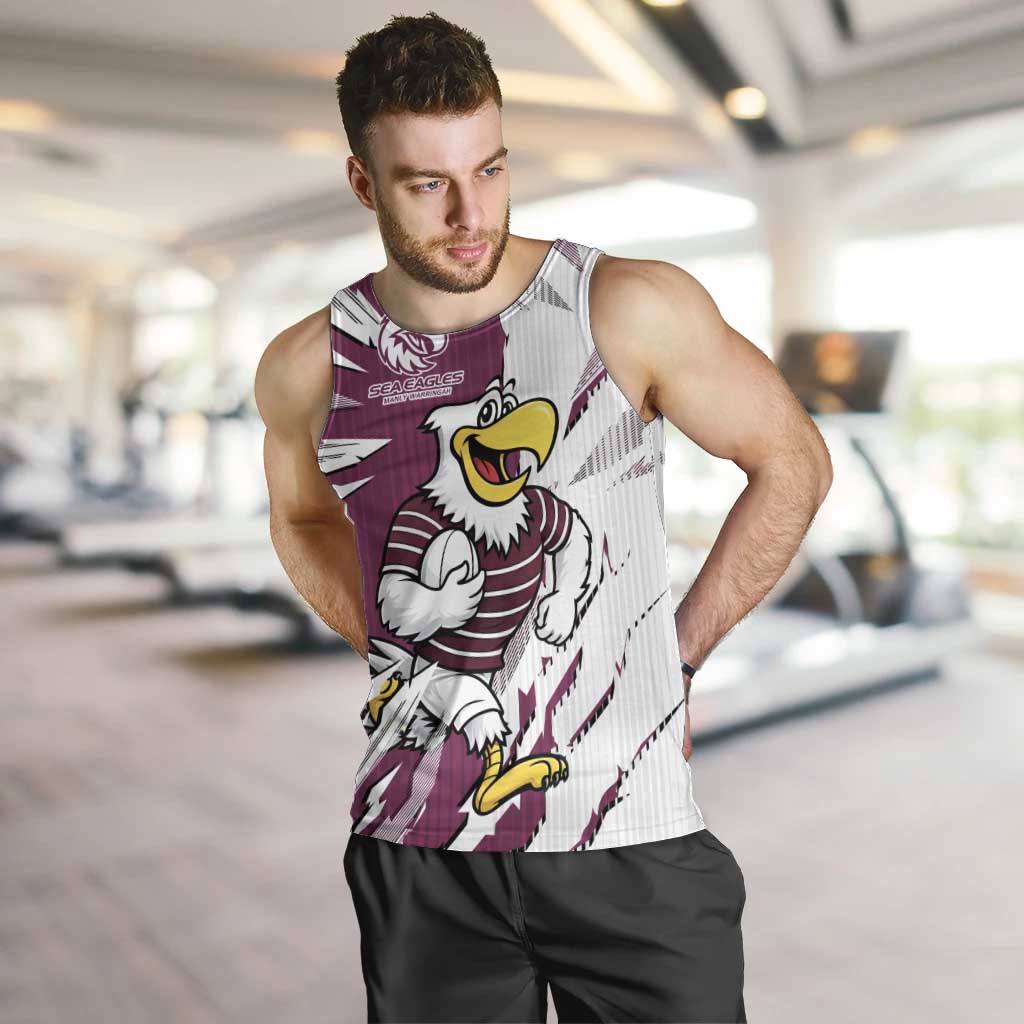 Personalized Manly Warringah Sea Eagles Men Tank Top Dynamic Lightning Mascot Rugby Australia