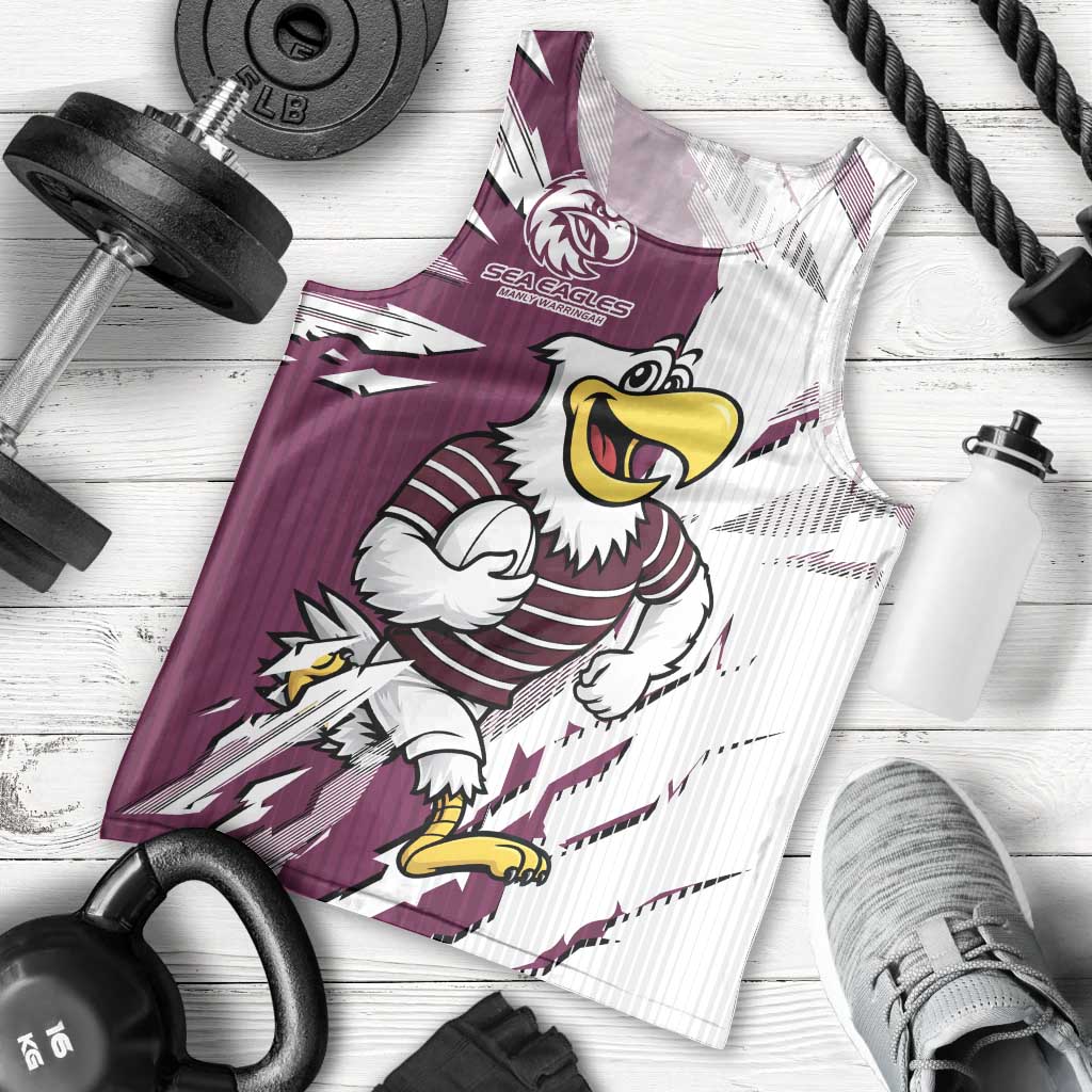 Personalized Manly Warringah Sea Eagles Men Tank Top Dynamic Lightning Mascot Rugby Australia