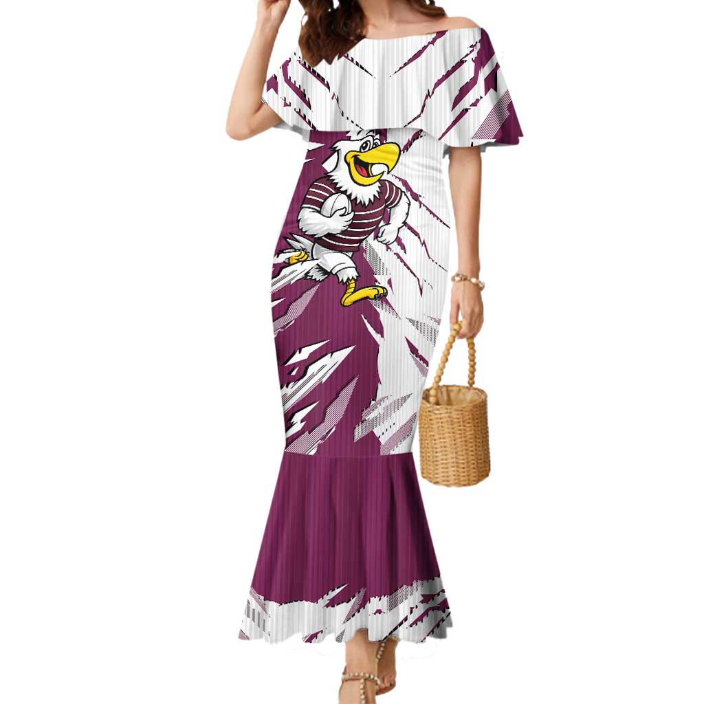 Personalized Manly Warringah Sea Eagles Mermaid Dress Dynamic Lightning Mascot Rugby Australia