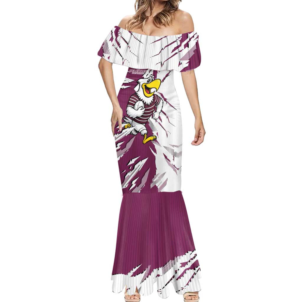 Personalized Manly Warringah Sea Eagles Mermaid Dress Dynamic Lightning Mascot Rugby Australia