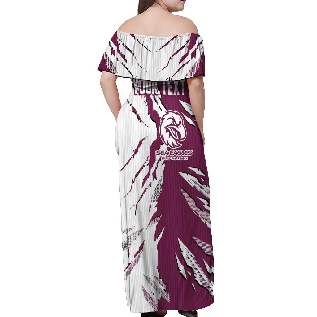 Personalized Manly Warringah Sea Eagles Off Shoulder Maxi Dress Dynamic Lightning Mascot Rugby Australia