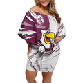 Personalized Manly Warringah Sea Eagles Off Shoulder Short Dress Dynamic Lightning Mascot Rugby Australia