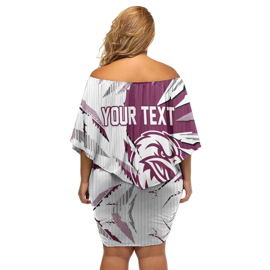 Personalized Manly Warringah Sea Eagles Off Shoulder Short Dress Dynamic Lightning Mascot Rugby Australia