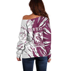 Personalized Manly Warringah Sea Eagles Off Shoulder Sweater Dynamic Lightning Mascot Rugby Australia