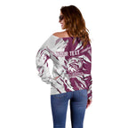 Personalized Manly Warringah Sea Eagles Off Shoulder Sweater Dynamic Lightning Mascot Rugby Australia