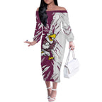 Personalized Manly Warringah Sea Eagles Off The Shoulder Long Sleeve Dress Dynamic Lightning Mascot Rugby Australia