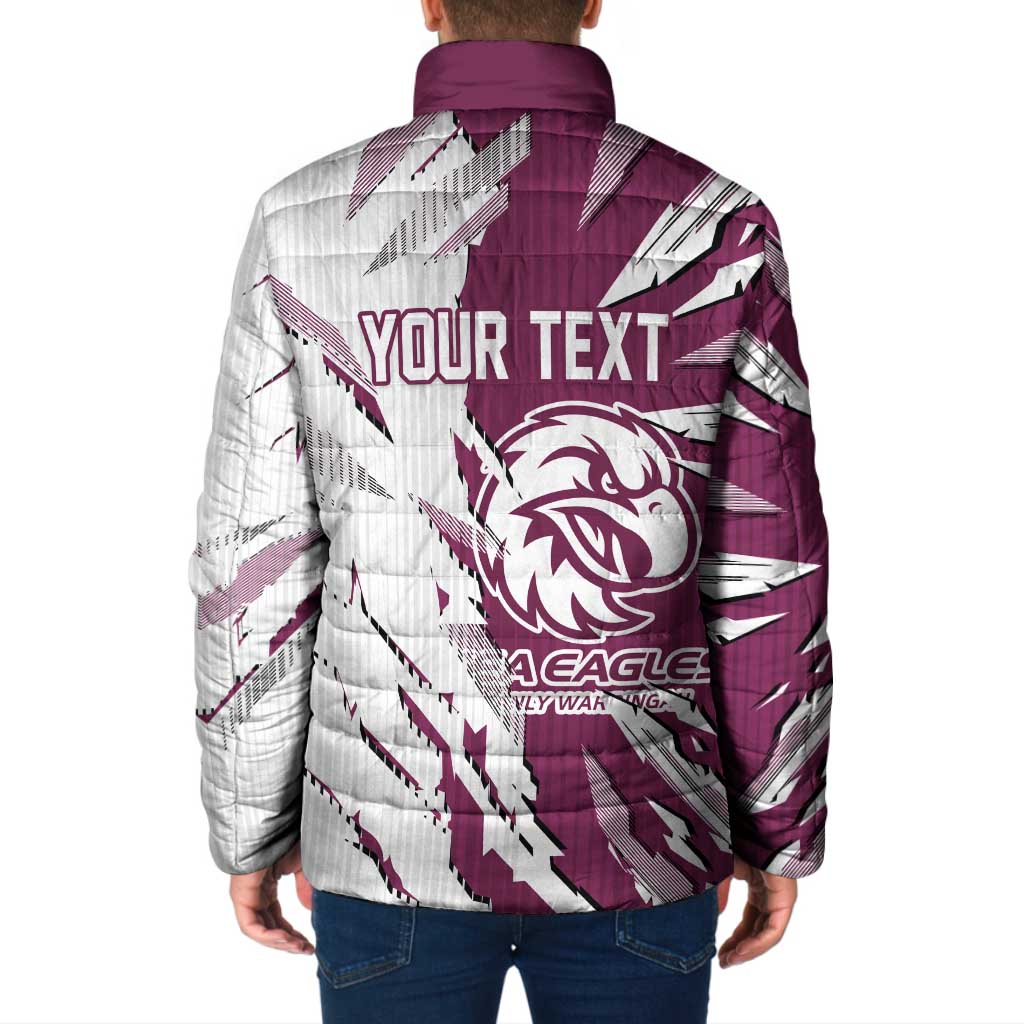 Personalized Manly Warringah Sea Eagles Padded Jacket Dynamic Lightning Mascot Rugby Australia