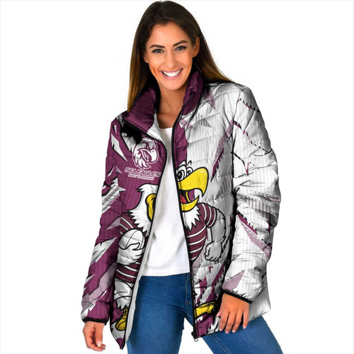 Personalized Manly Warringah Sea Eagles Padded Jacket Dynamic Lightning Mascot Rugby Australia