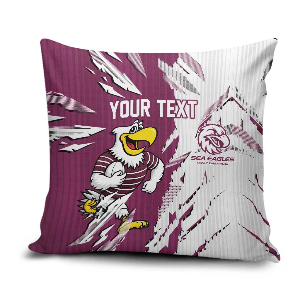 Personalized Manly Warringah Sea Eagles Pillow Cover Dynamic Lightning Mascot Rugby Australia