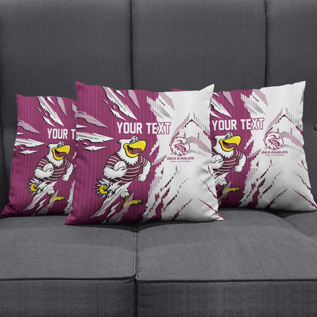Personalized Manly Warringah Sea Eagles Pillow Cover Dynamic Lightning Mascot Rugby Australia