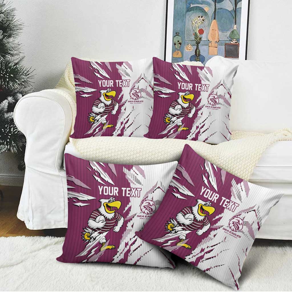 Personalized Manly Warringah Sea Eagles Pillow Cover Dynamic Lightning Mascot Rugby Australia