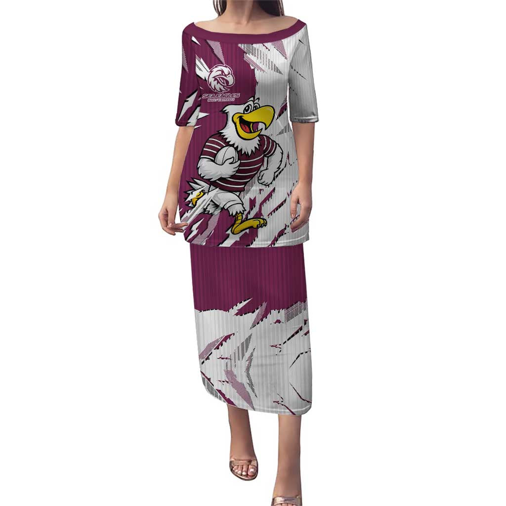 Personalized Manly Warringah Sea Eagles Puletasi Dynamic Lightning Mascot Rugby Australia