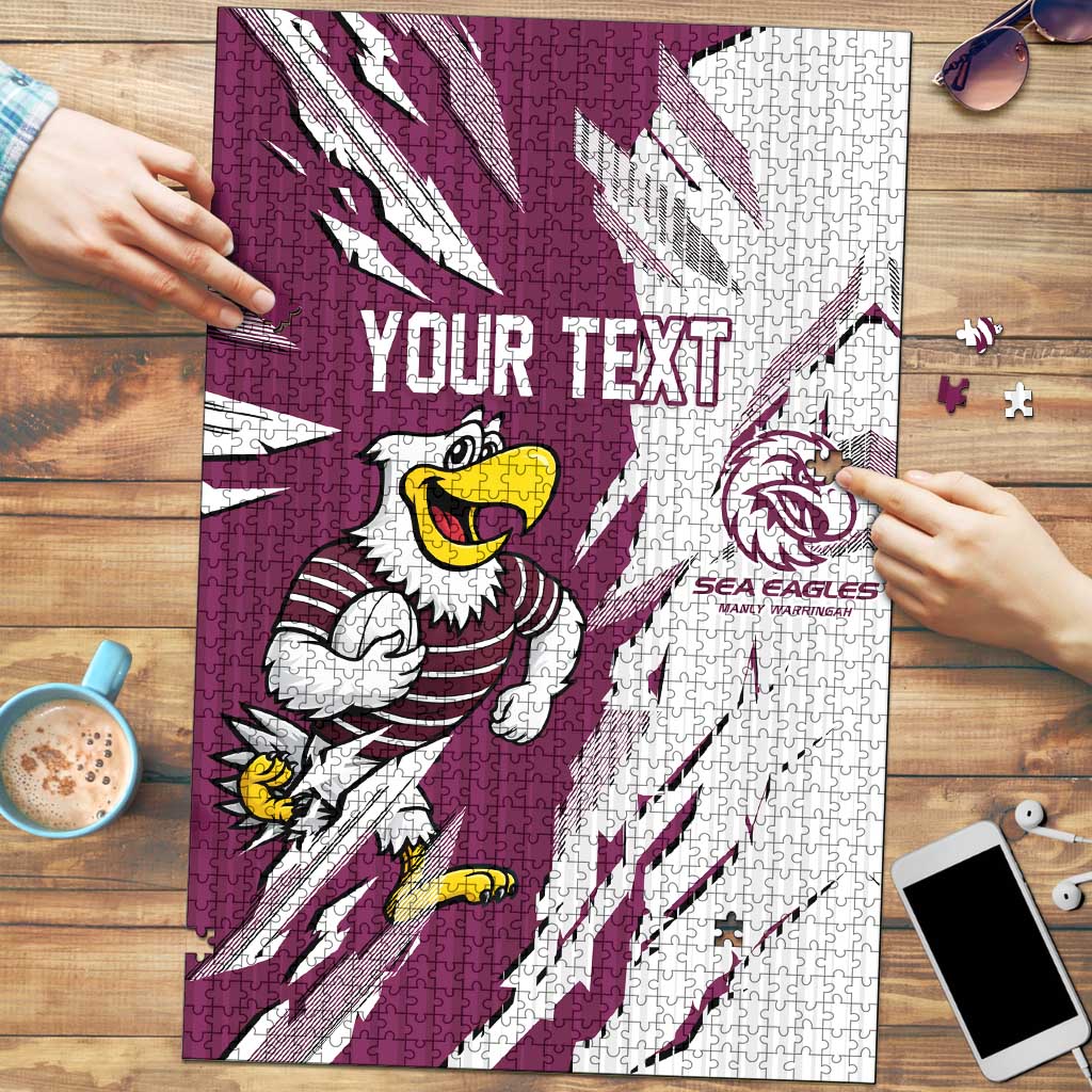 Personalized Manly Warringah Sea Eagles Puzzle Dynamic Lightning Mascot Rugby Australia