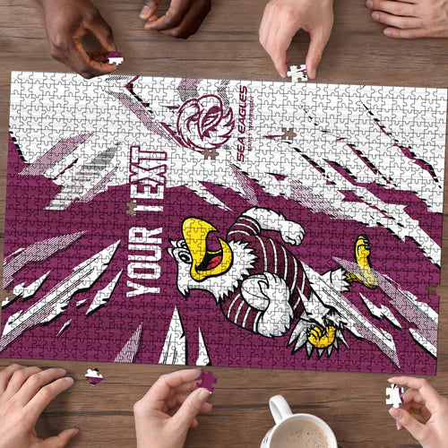 Personalized Manly Warringah Sea Eagles Puzzle Dynamic Lightning Mascot Rugby Australia