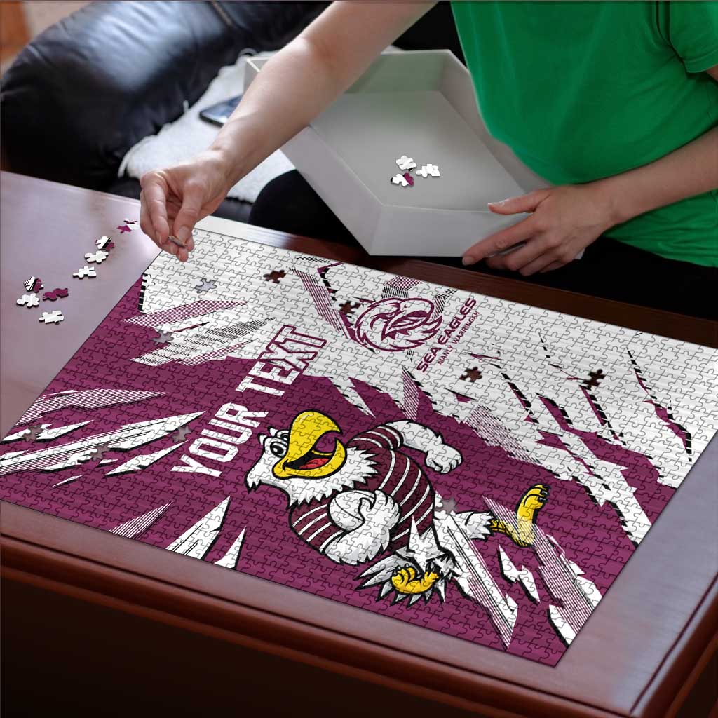 Personalized Manly Warringah Sea Eagles Puzzle Dynamic Lightning Mascot Rugby Australia