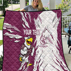 Personalized Manly Warringah Sea Eagles Quilt Dynamic Lightning Mascot Rugby Australia