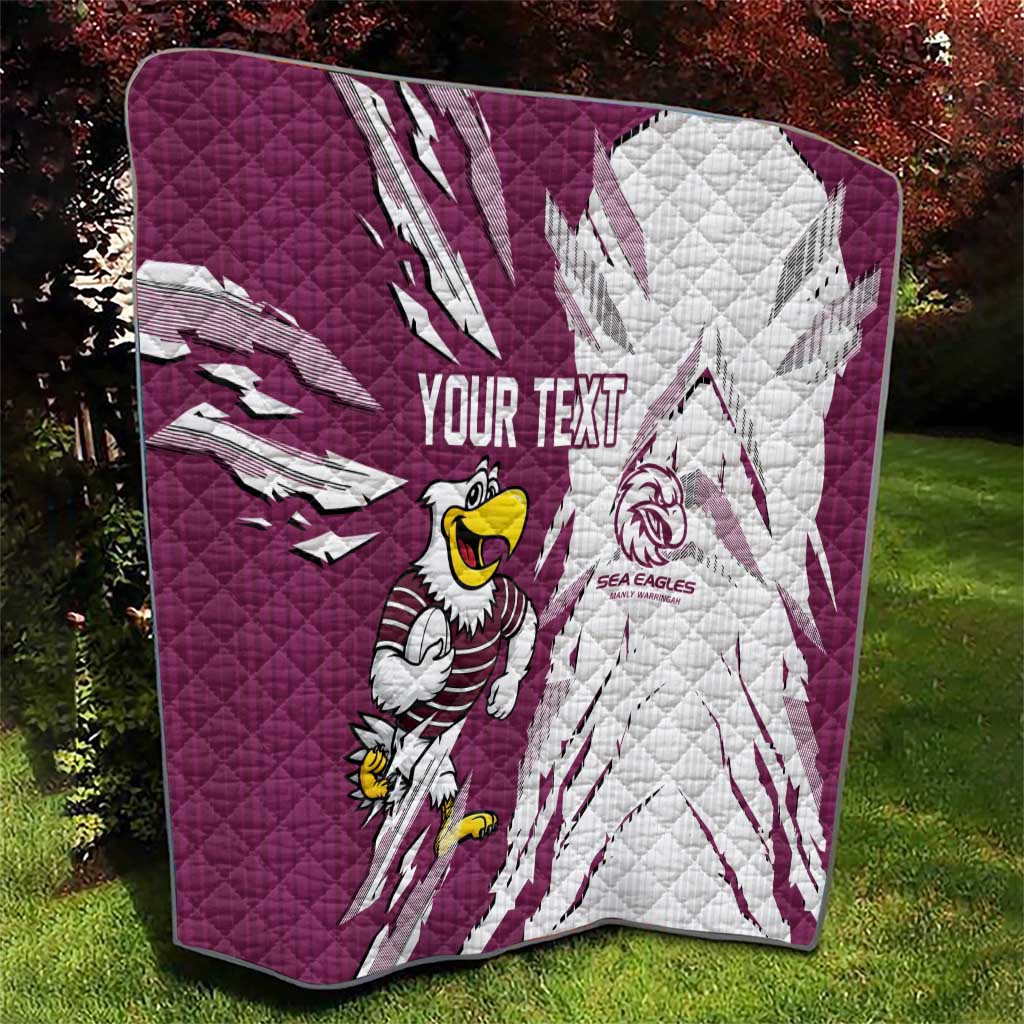 Personalized Manly Warringah Sea Eagles Quilt Dynamic Lightning Mascot Rugby Australia