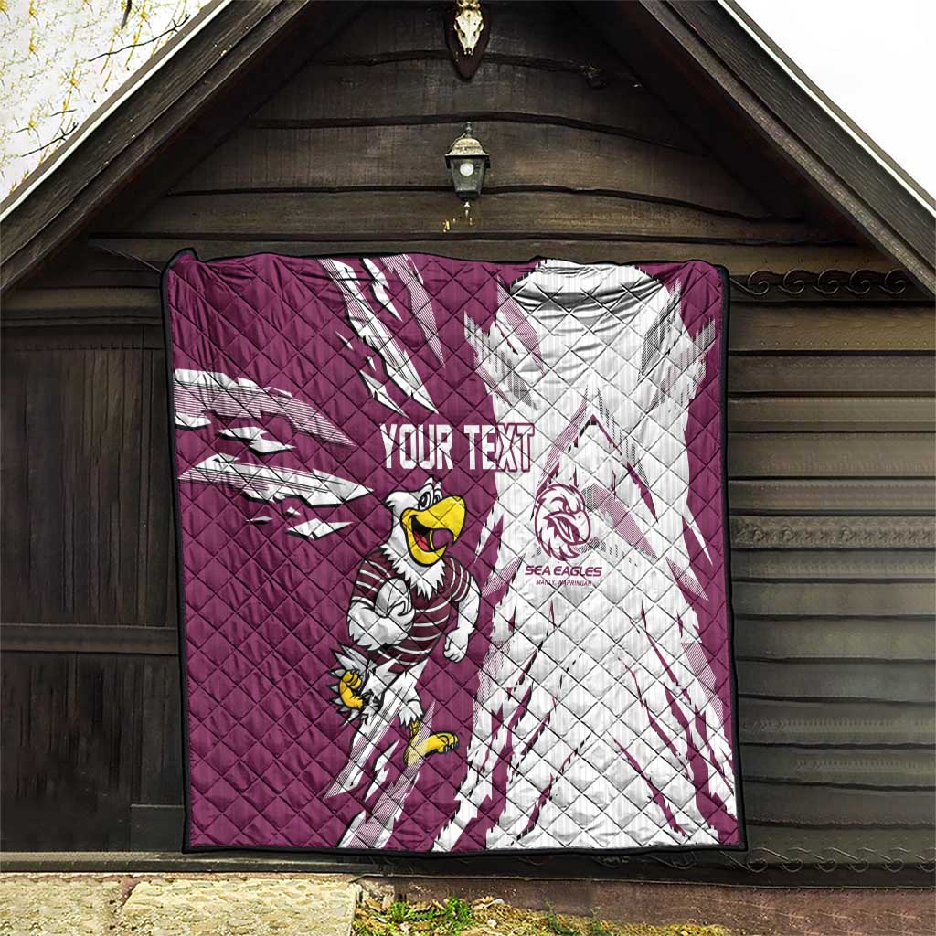 Personalized Manly Warringah Sea Eagles Quilt Dynamic Lightning Mascot Rugby Australia