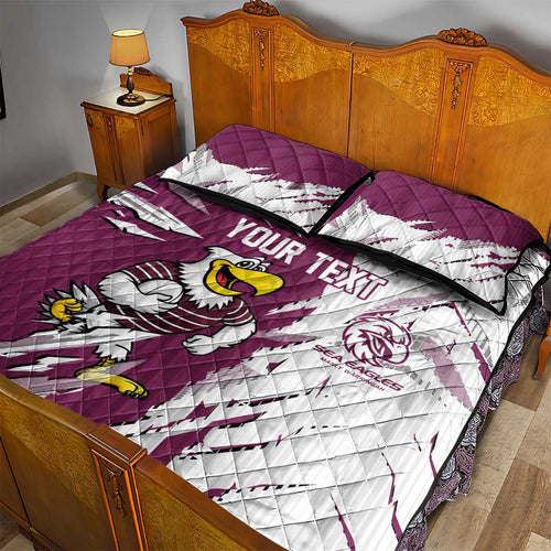 Personalized Manly Warringah Sea Eagles Quilt Bed Set Dynamic Lightning Mascot Rugby Australia