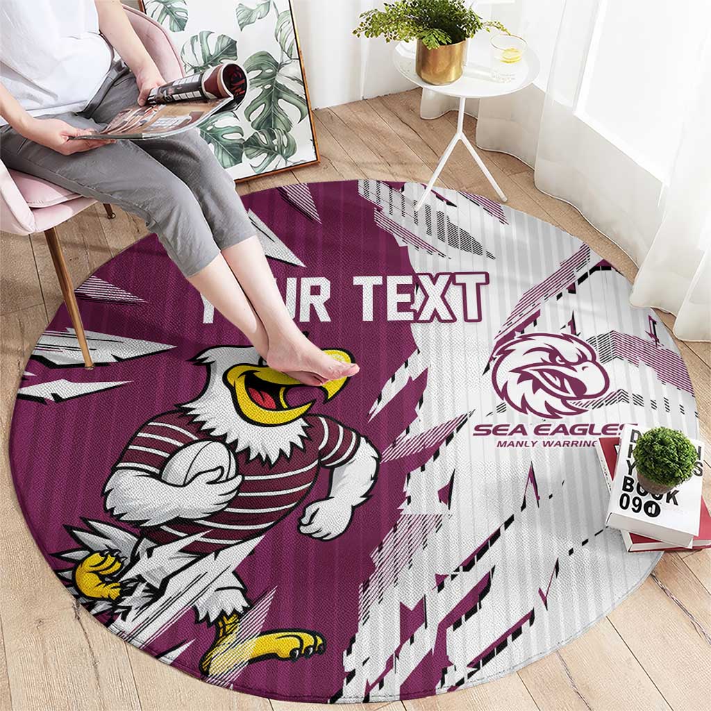Personalized Manly Warringah Sea Eagles Round Carpet Dynamic Lightning Mascot Rugby Australia