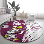 Personalized Manly Warringah Sea Eagles Round Carpet Dynamic Lightning Mascot Rugby Australia