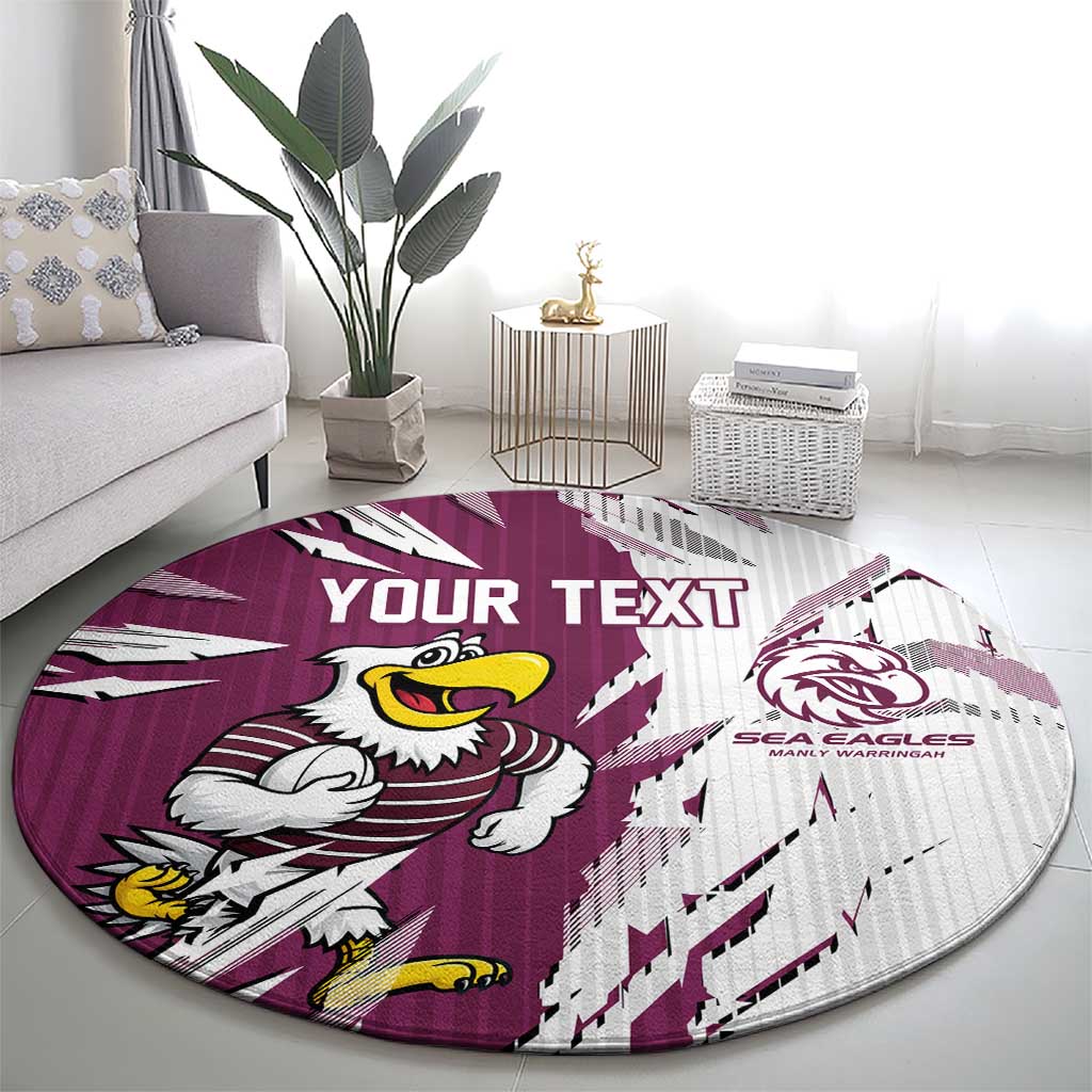 Personalized Manly Warringah Sea Eagles Round Carpet Dynamic Lightning Mascot Rugby Australia