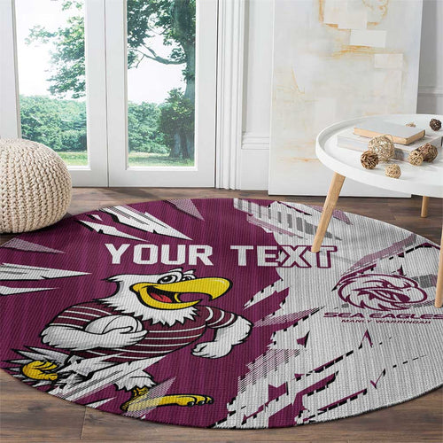 Personalized Manly Warringah Sea Eagles Round Carpet Dynamic Lightning Mascot Rugby Australia