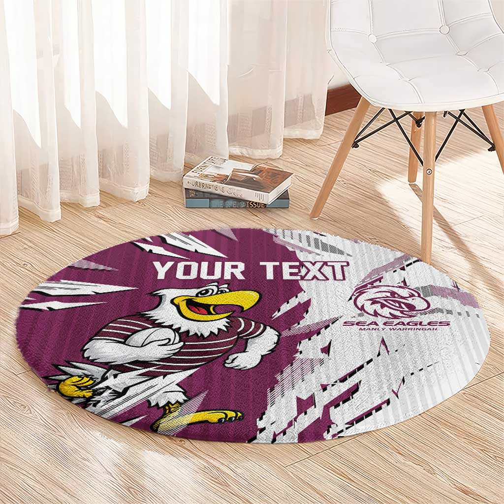 Personalized Manly Warringah Sea Eagles Round Carpet Dynamic Lightning Mascot Rugby Australia